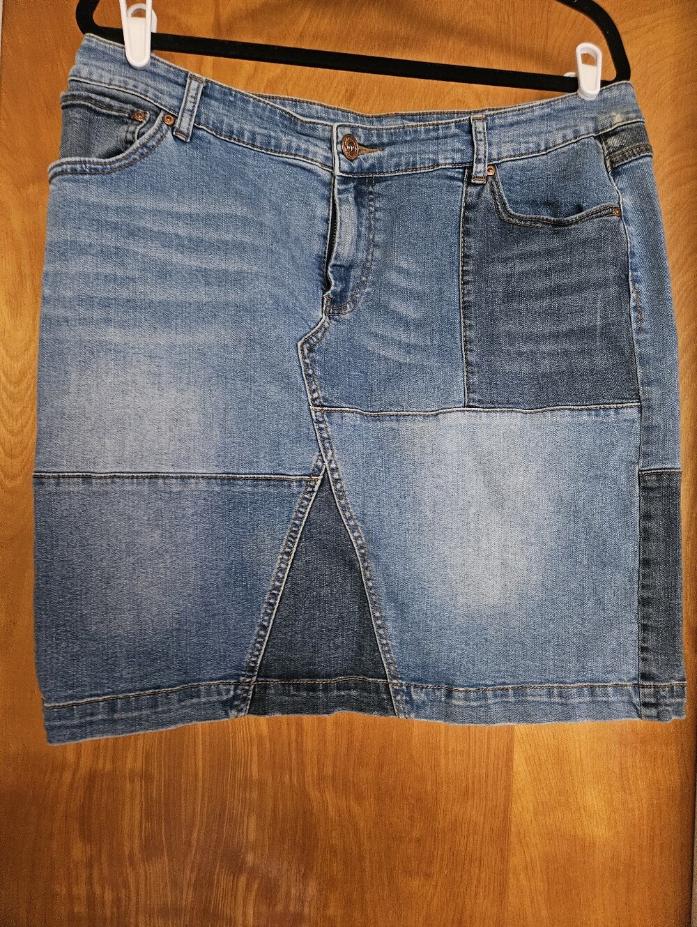 INC International Concepts Patchwork Denim Skirt - Size 14